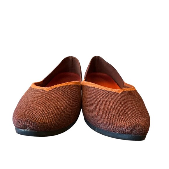 Vivaia Pointed Toe Flats V-Cut Brown Pumpkin Women's sz 39 / US 8-8.5 - Picture 3 of 15